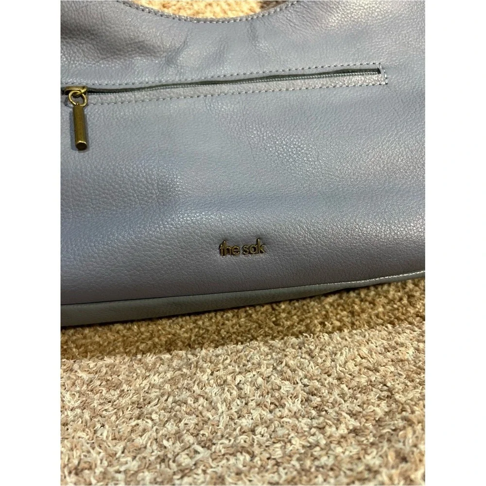 The Sak Rylan Medium Leather Satchel‎ Bag Slate Blue Euc